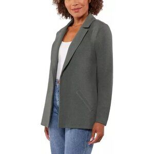 Matty M Womens Sm Knit Boyfriend Blazer Long Sleeve Open Front Cardigan Green